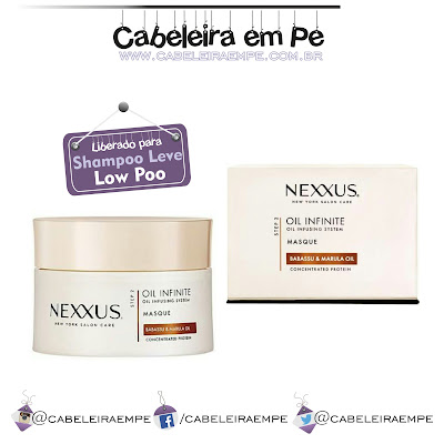 Linha internacional Oil Infinite - Nexxus. Máscara liberada para Shampoo Leve (Low Poo). Lançamento 2016 para os cabelos.