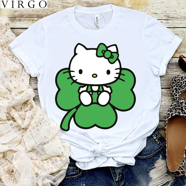 Cute Lucky Irish Hello Kitty Mens St Patricks Day T-Shirts