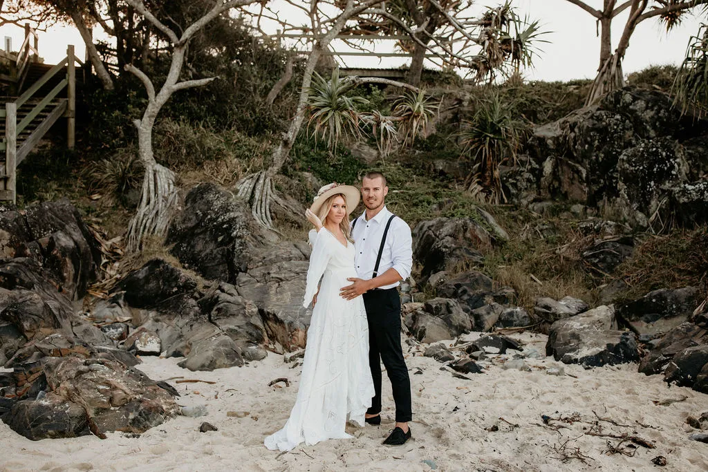 danielle webster photography vow renewal cabarita nsw florals wedding gown bride and groom bridal hairstyle boho spell bride