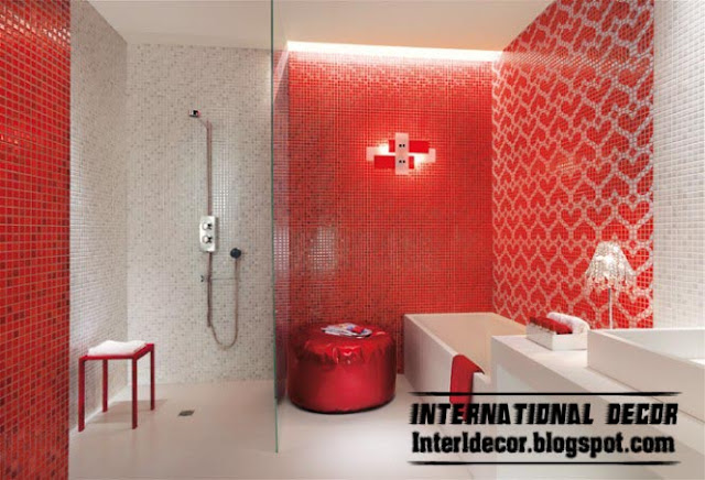  red bathroom wall tile