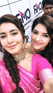 Mehreen Pirzada with Raashi Khanna in CMR Shopping Mall