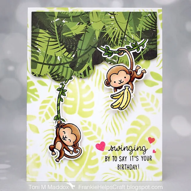 Sunny Studio Stamps: Love Monkey Customer Card by Toni Maddox