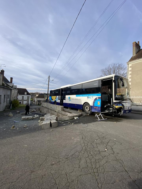 Bus collision with wall, Indre et Loire, France. Photo by Loire Valley Time Travel.