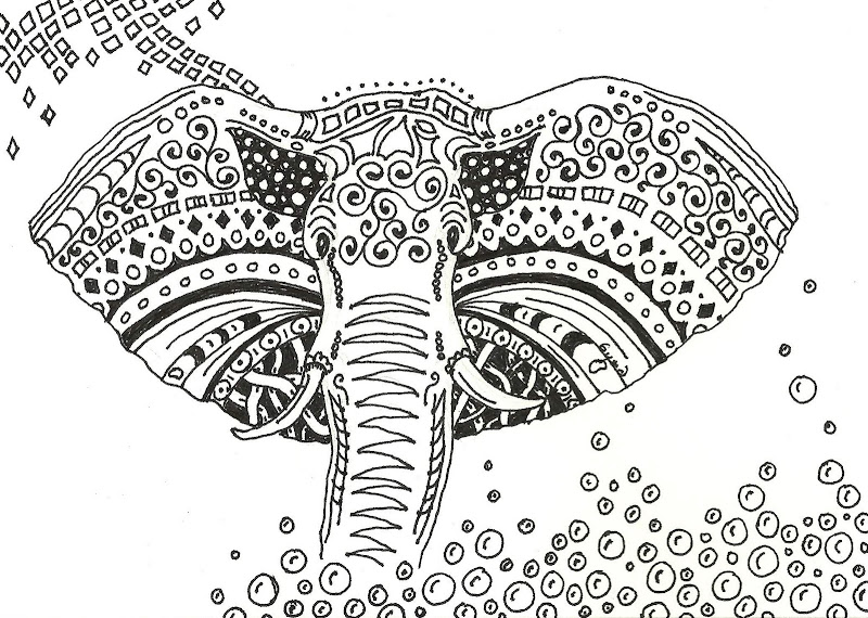 Zentangled Elephant - Art Card title=