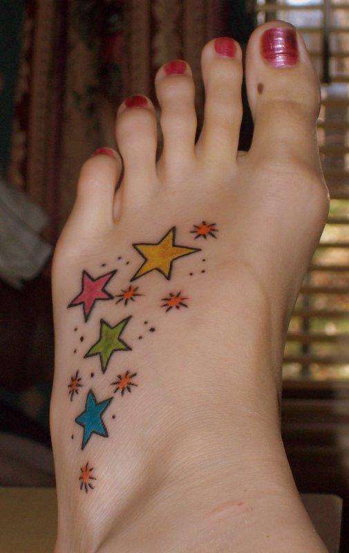 tattoo designs for girls on ankle Insert In Tattoos: Amazing Foot Star Tattoos For Girls