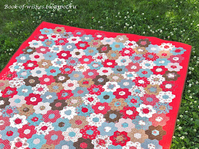 patchwork hexagons quilt