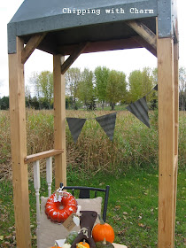 Chipping with Charm: Fall Outdoor Vignette Chicken Warmer turned Arbor http://chippingwithcharm.blogspot.com/