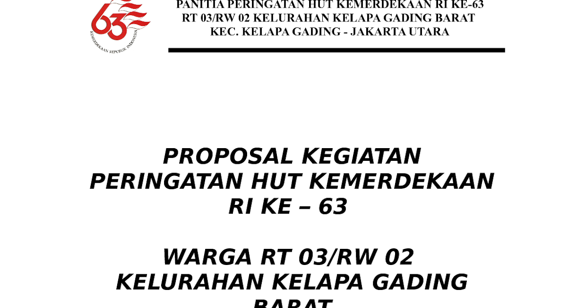 Contoh Proposal Pengajuan Kegiatan HUT RI ~ Kukuh Nur Faizal