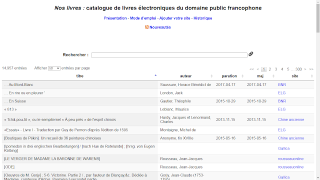 Nos livres : catalogue de livres électroniques du domaine public francophone