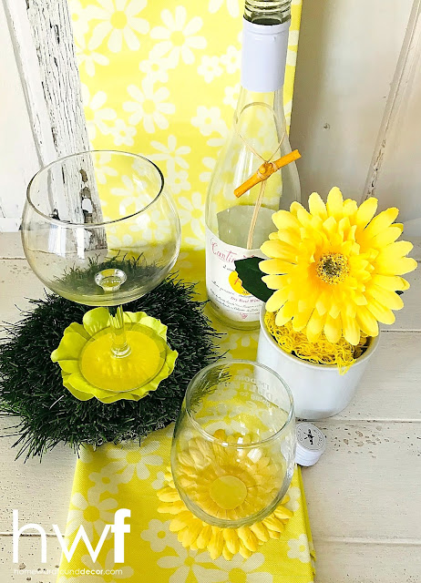 spring ,just for fun, flowers, DIY, crafting, decorating, dollar store crafts, garden style, diy decorating, entertaining, outdoors, coasters, floral wine glass coasters, spring table decor.