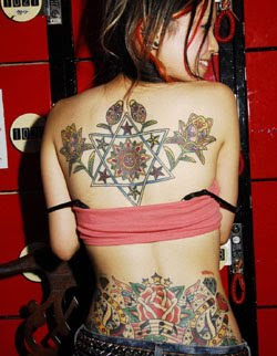 Flower tattoo for girl on upper back