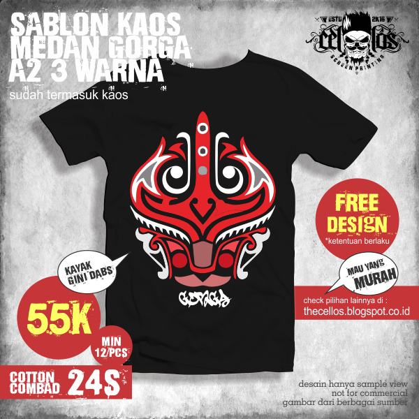  Sablon  Kaos Medan Gorga A2  3 Warna Sablon  Kaos Daerah 