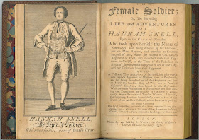 A title page for "The Female Soldier." The opposite page shows a portrait of Hannah Snell.