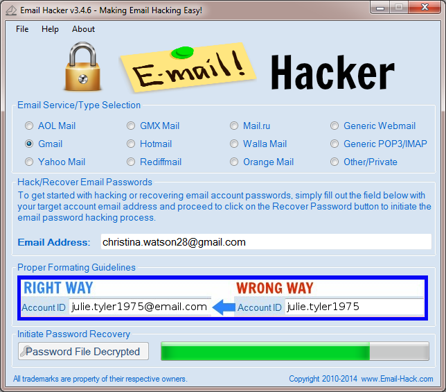 Free Download Latest Version Premium software: Email Hacker v3.4.6 activation code,product key