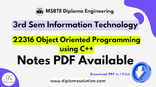 22316 Object Oriented Programming using C++ Notes PDF | MSBTE CO IT All Units Notes PDF