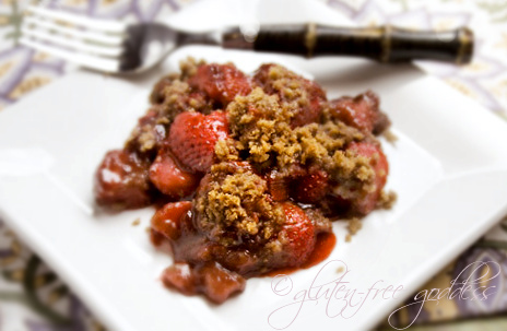 Gluten free strawberry rhubarb crisp makes an easy dessert