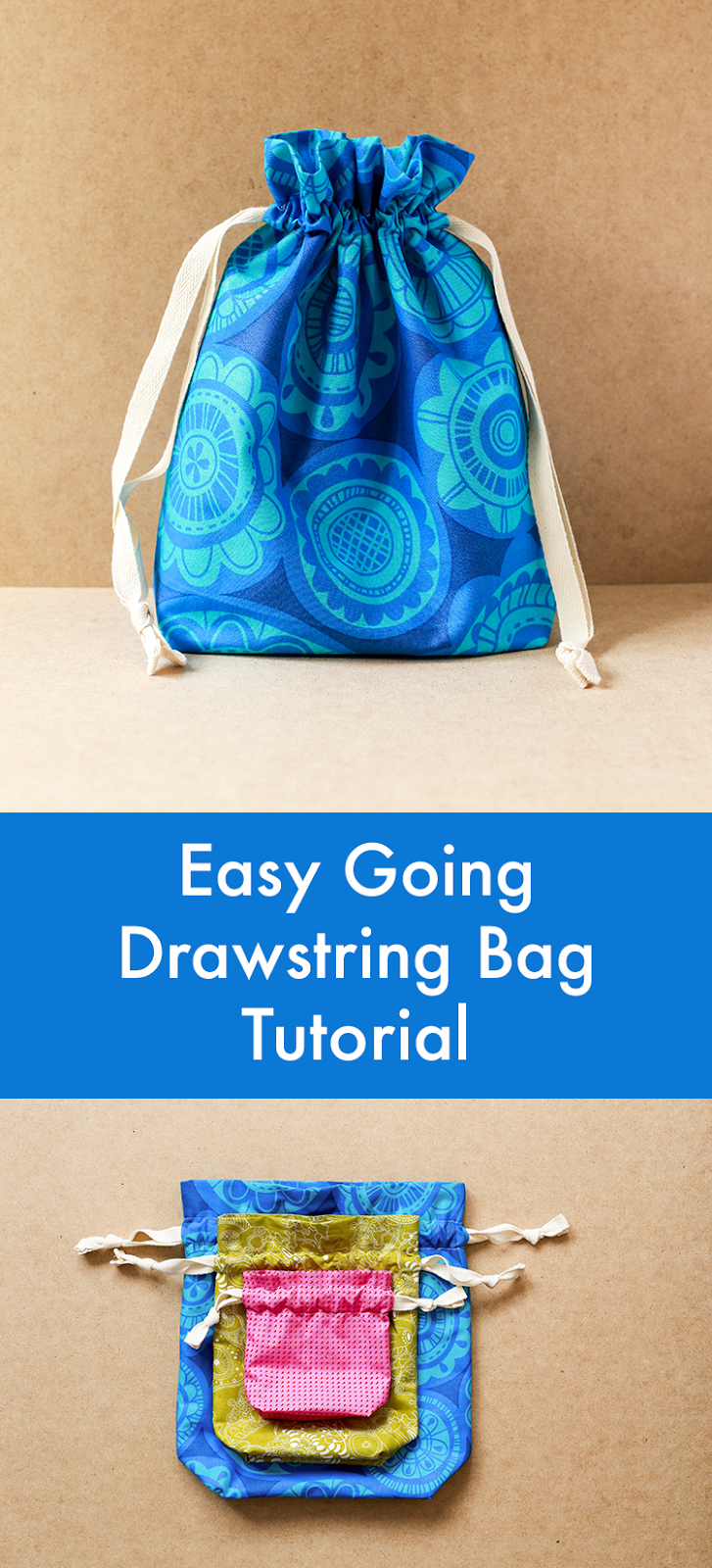 How To Make A Lined Drawstring Bag From Only One Piece of Fabric