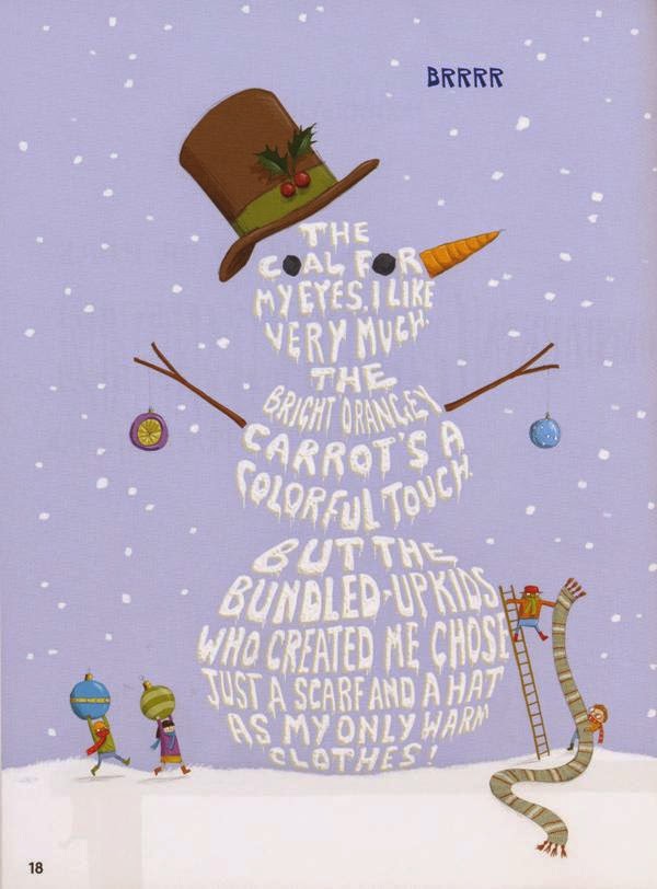 Shape poetry of a snowman with tophat