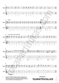  2  Mix 10 Tablatura y Partitura de Bajo Eléctrico (4 cuerdas) Himno de la Alegría. Oh When the Saints, Sirena, Reloj y La Granja del Tio Gilito Popurrí Mix 10 Tablature Sheet Music for Electric Bass Music Score Tabs