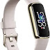 Fitbit Luxe Fitness and Wellness Tracker with Stress Management, Sleep Tracking and 24/7 Heart Rate, One Size S L Bands Included, Lunar White/Soft Gold Stainless Steel, 1 Count
