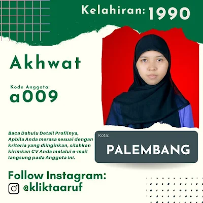 [a009] Khoirun Nisa - Akhwat Palembang - 32 Tahun - Gadis / Lajang Cari Jodoh Taaruf