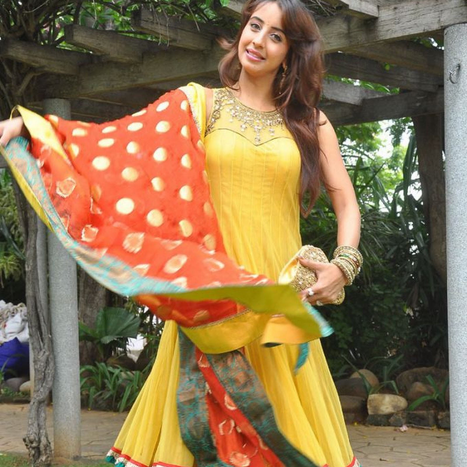 Sanjana Galrani in Beautiful Yellow Dress Outdoor Photoshoot