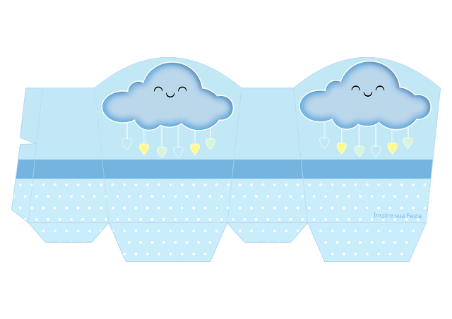 Cajas de Lluvia de Bendiciones en Amarillo y Celeste para imprimir gratis.