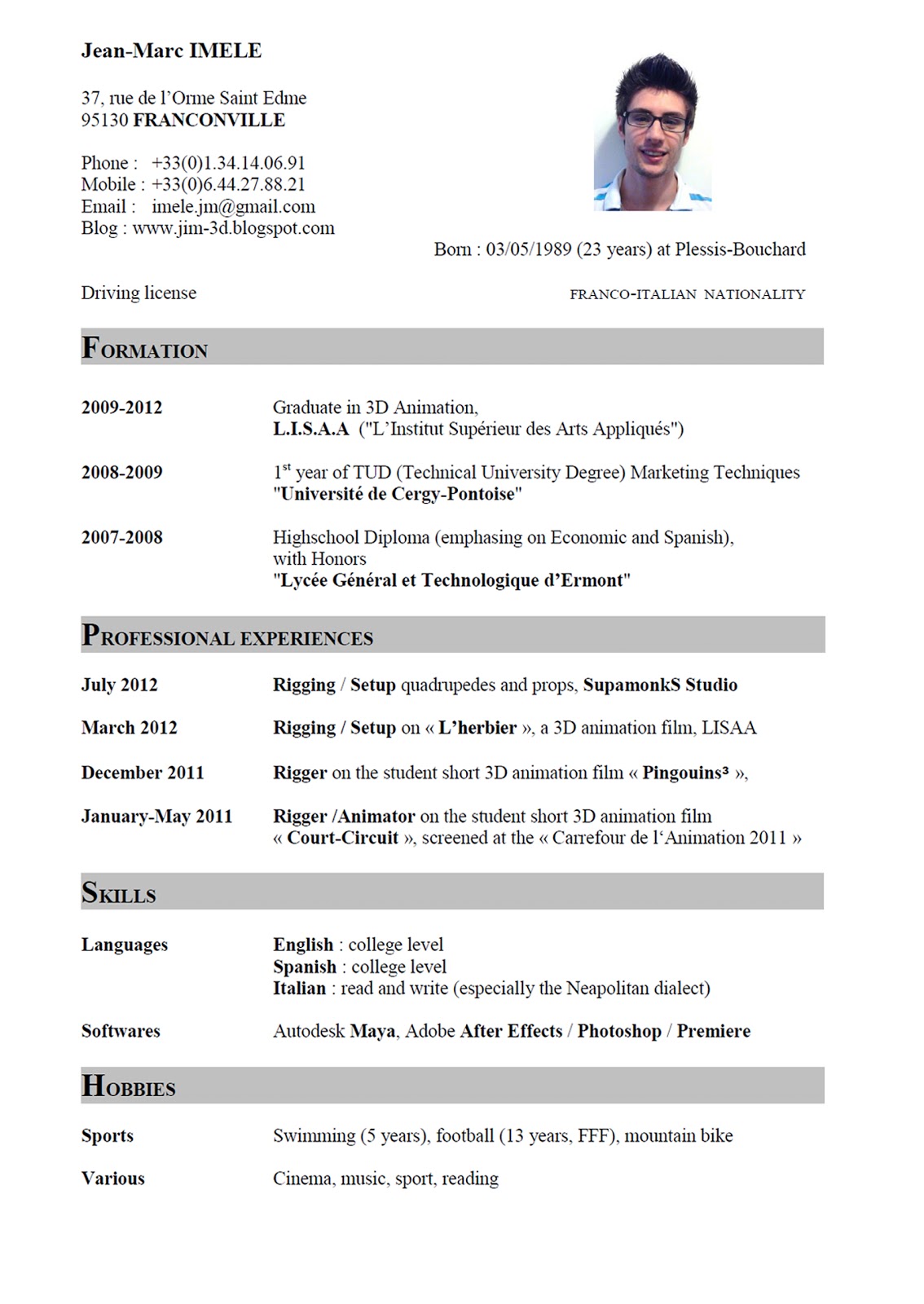 How To Do A Curriculum Vitae In English Examples