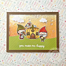 Sunny Studio Stamps: Comic Strip Everyday Die Home Sweet Gnome Woodland Borders Shaker Card by Franci Vignoli
