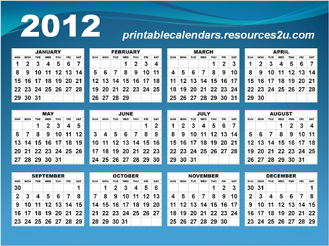 Free Printable Calendars 2013  Horizontal Calendar 2012 in one  1