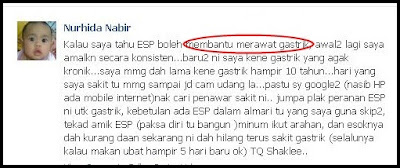 testimoni rawat gastrik dengan esp shaklee