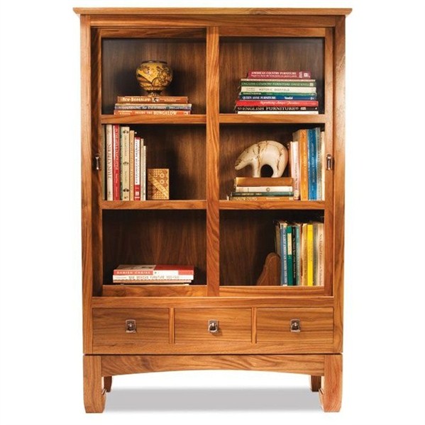 wooden bookcase with drawers