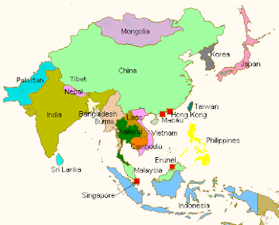 Asien Karta över Region Politiska