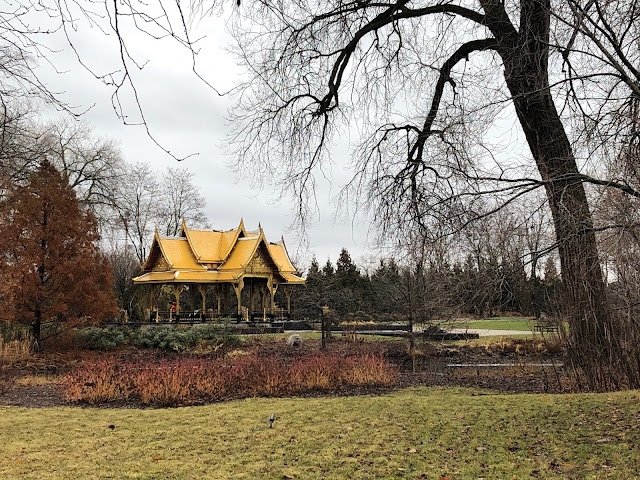 The Olbrich Botanical Gardens Thai Pavilion rises above the gardens in Madison, Wisconsin.