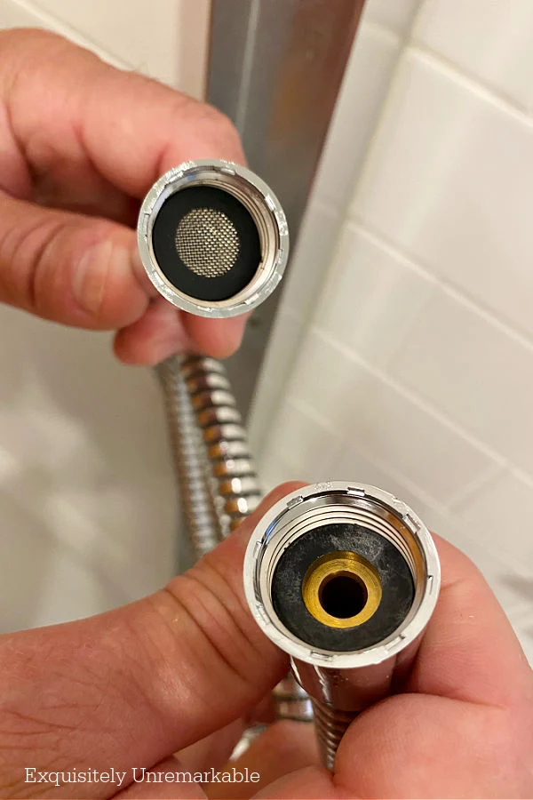 Placing Washers In Shower Head Replacement Hose