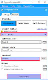 Internet Connecting Sharing to WiFi