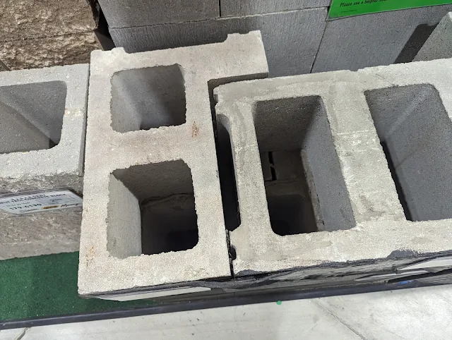 L-shaped corner cinder blocks