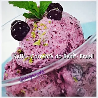 SORVETE CREMOSO DE BLUEBERRIES COM KEFIR DE LEITE