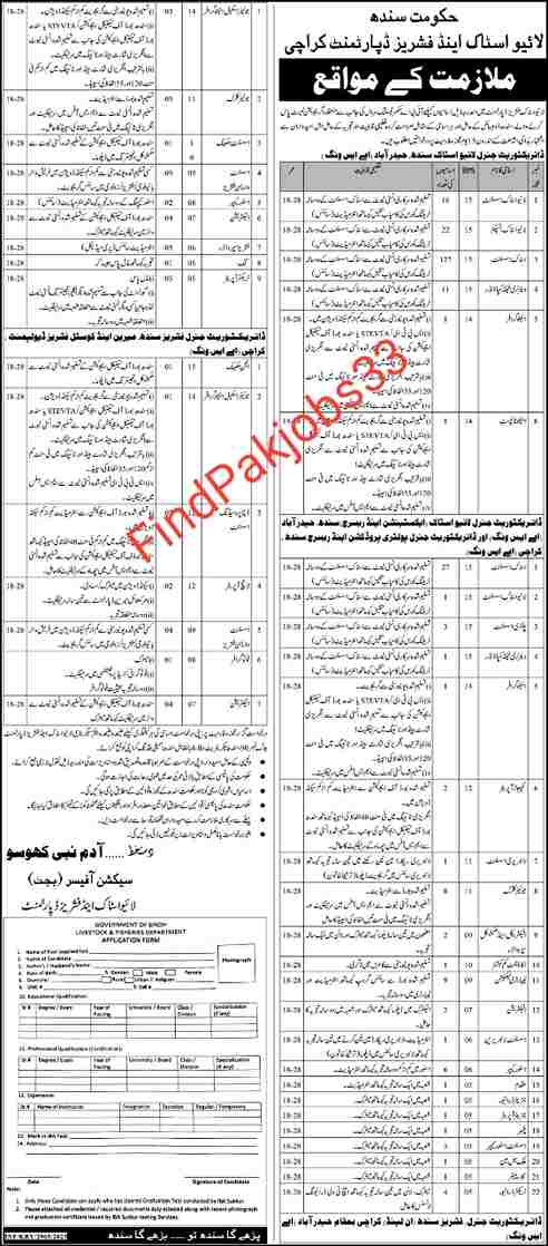 Govt of Sindh Livestock and Fisheries Department Karachi jobs July 2023