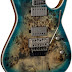 Dean Guitars Exile Select Floyd Rose 6 String Burl Poplar Electric Guitar, Right, Satin Turquoise Burst (EXILEF BRL STQB)