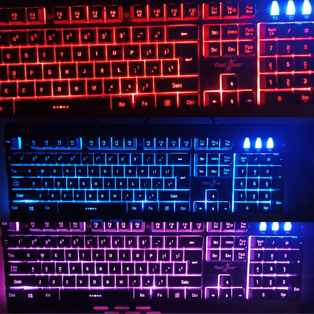 RED , Blue , Purple Backlight Red Gear Gaming Keyboard