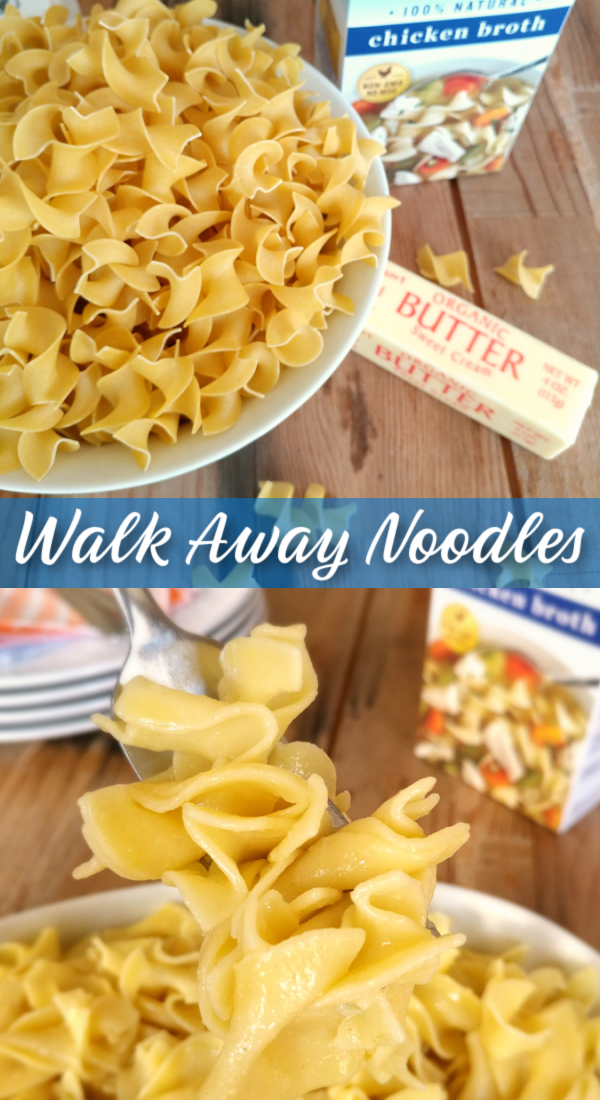 Walk-Away Noodles! Throw everything in the pot and walk away for perfectly cooked, savory, saucy hot buttered noodles that are the perfect side dish recipe for any meal!