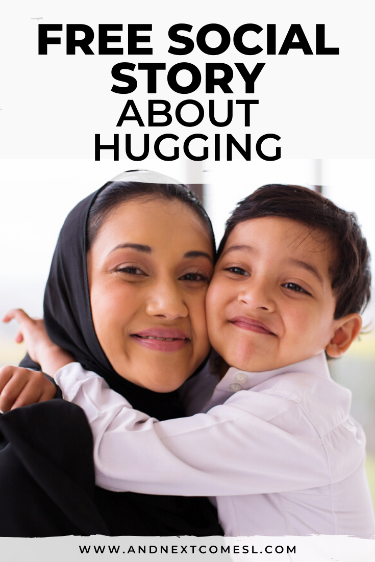 Free printable social story for kids with autism about hugging