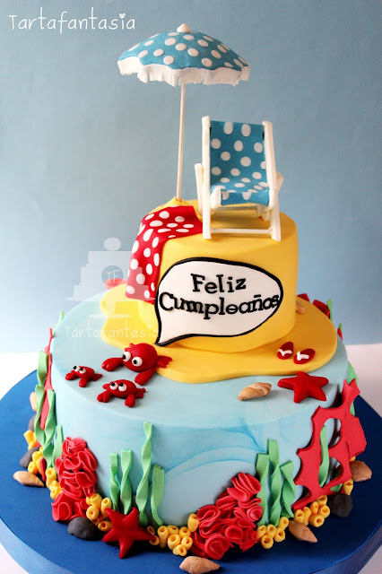 Tarta fondant playa