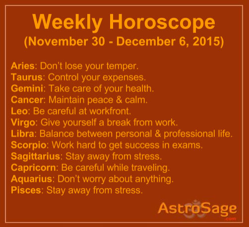 Astrosage Magazine Weekly Horoscope November 30 December 06