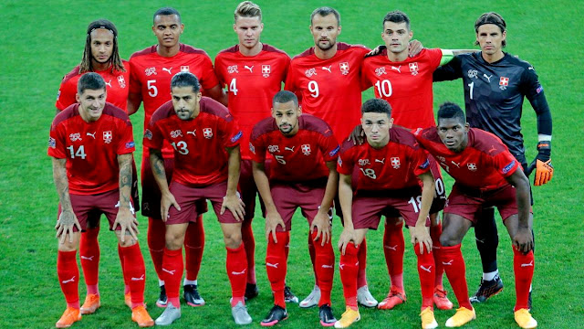 SELECCIÓN DE SUIZA. Temporada 2020-21. Shaqiri, Akanji, Elvedi, Seferovic, Granit Xhaka y Sommer. Zuber, Ricardo Rodriguez, Djibril Sow, Mehmedi y Breel Embolo. SELECCIÓN DE SUIZA 1 🆚 SELECCIÓN DE ESPAÑA 1 Sábado 14/11/2020, 20:45 horas. Liga de Naciones de la UEFA, fase de clasificación, grupo 4, jornada 5. Basilea, Suiza, estadio St. Jakob-Park: sin público. GOLES: ⚽1-0: 26’, Freuler. ⚽1-1: 89’, Gerard Moreno.