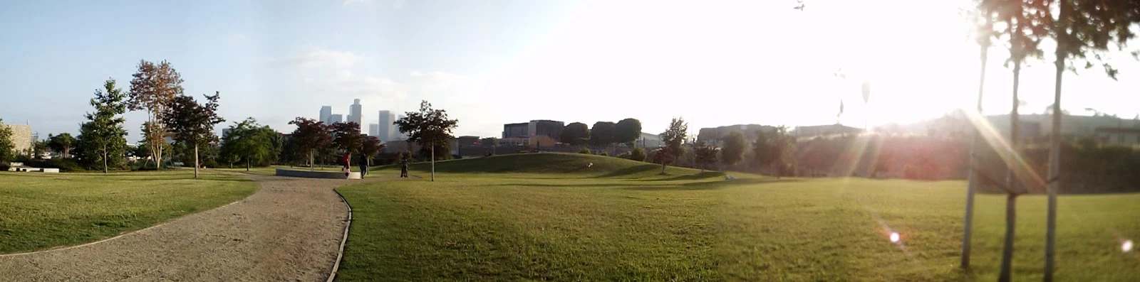 Lawn and DTLA skyline - Los Angeles State Historic Park