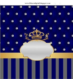 Golden Crown in Blue and Diamonds, Free Printable  Labels.