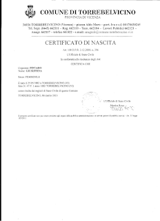 Certidão Nascimento de Giuseppina Pintaro (Pintro)