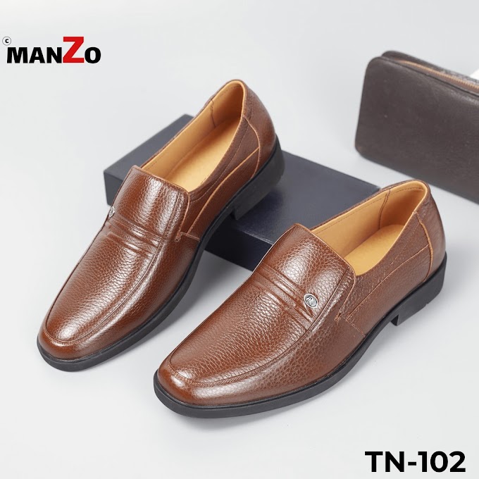 [DA BÒ THẬT] Giày da nam cao cấp dành cho tuổi trung niên - Bảo hành 12 tháng tại Manzo - TN 102